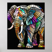 Waterverf Glas in lood olifant Poster (Voorkant)