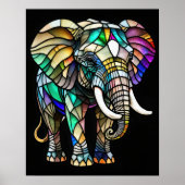 Waterverf Glas in lood olifant Poster (Voorkant)