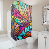 Waterverf Glas in lood Stijl Abstract Geometrisch Douchegordijn (In situ)