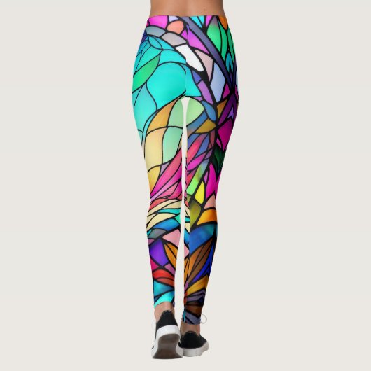 Waterverf Glas in lood Stijl Abstract Geometrisch Leggings (Achterkant)