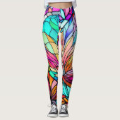 Waterverf Glas in lood Stijl Abstract Geometrisch Leggings (Voorkant)