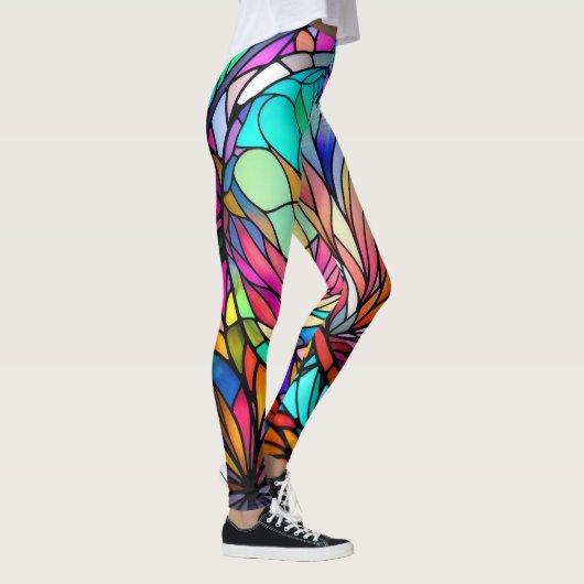 Waterverf Glas in lood Stijl Abstract Geometrisch Leggings (Rechts)