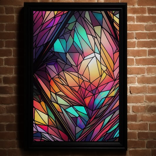 Waterverf Glas in lood Stijl Abstract Geometrisch Poster