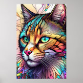 Waterverf Glas in lood Stijl Cat II 2:3 Poster (Voorkant)