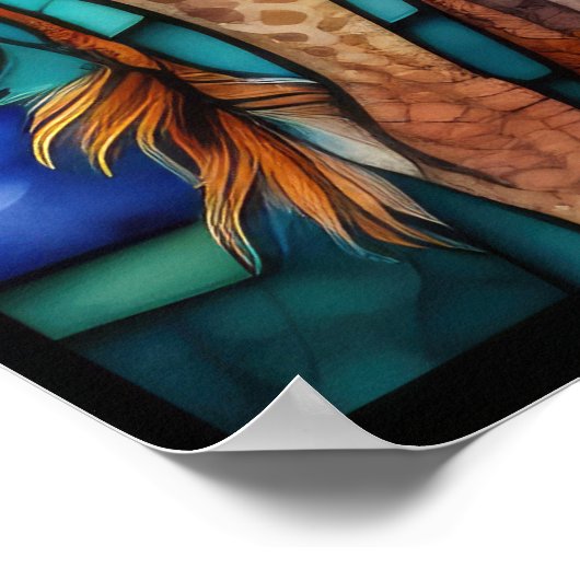 Waterverf Glas in lood stijl Giraffe 2:3 Poster (Hoek)