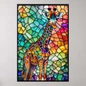 Waterverf Glas in lood stijl Giraffe 2:3 Poster (Voorkant)