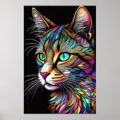 Waterverf Glas in lood stijl kat 2:3 Poster (Voorkant)