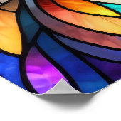 Waterverf Glas in lood stijl kat 2:3 Poster (Hoek)