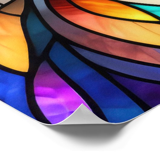 Waterverf Glas in lood stijl kat 2:3 Poster (Hoek)