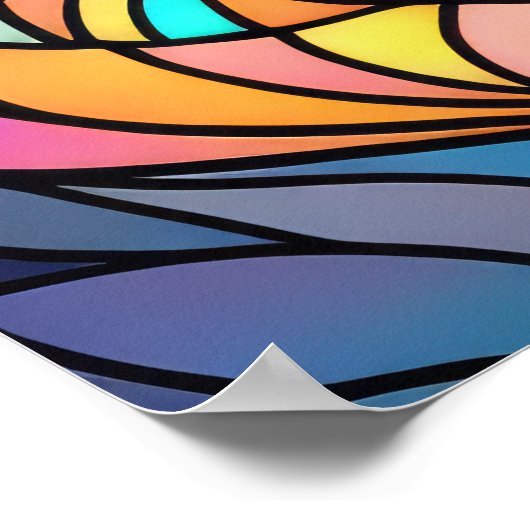 Waterverf Glas in lood stijl kat 2:3 Poster (Hoek)