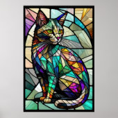 Waterverf Glas in lood stijl kat 2:3 Poster (Voorkant)