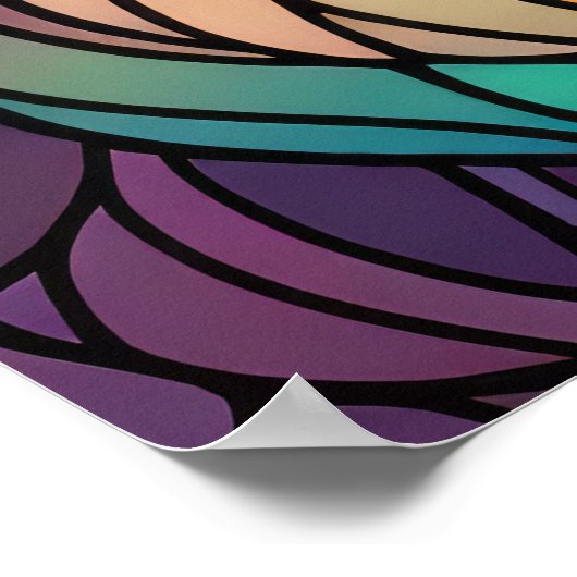 Waterverf Glas in lood stijl kat 2:3 Poster (Hoek)