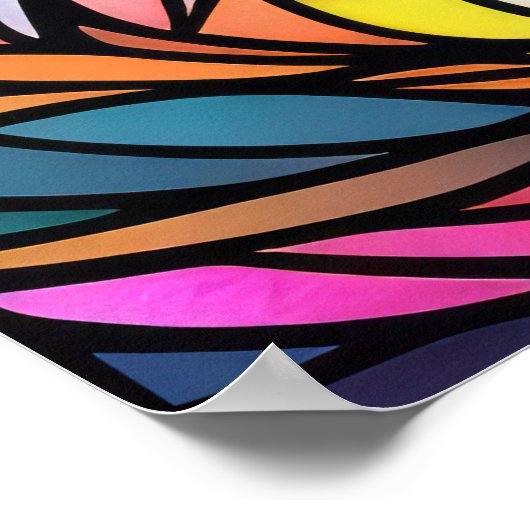 Waterverf Glas in lood stijl kat 2:3 Poster (Hoek)