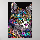 Waterverf Glas in lood stijl kat 2:3 Poster (Voorkant)