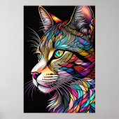 Waterverf Glas in lood stijl kat 2:3 Poster (Voorkant)