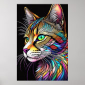 Waterverf Glas in lood stijl kat 2:3 Poster (Voorkant)