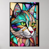 Waterverf Glas in lood stijl kat 2:3 Poster (Voorkant)