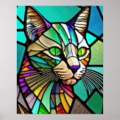 Waterverf Glas in lood stijl kat 5:4 Poster (Voorkant)