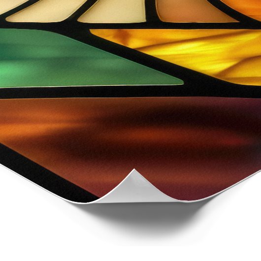 Waterverf Glas in lood stijl kat 5:4 Poster (Hoek)