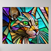 Waterverf Glas in lood stijl kat 5:4 Poster (Voorkant)