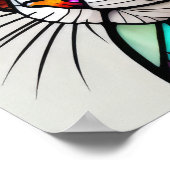 Waterverf Glas in lood stijl kat Poster (Hoek)