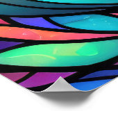 Waterverf Glas in lood Stijl Leeuw 2:3 Poster (Hoek)