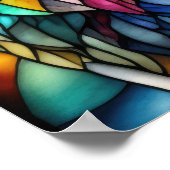 Waterverf Glas in lood stijl leeuw 5:4 Poster (Hoek)