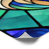 Waterverf Glas in lood stijl leeuw 5:4 Poster (Hoek)