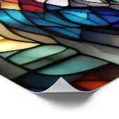 Waterverf Glas in lood stijl leeuw 5:4 Poster (Hoek)