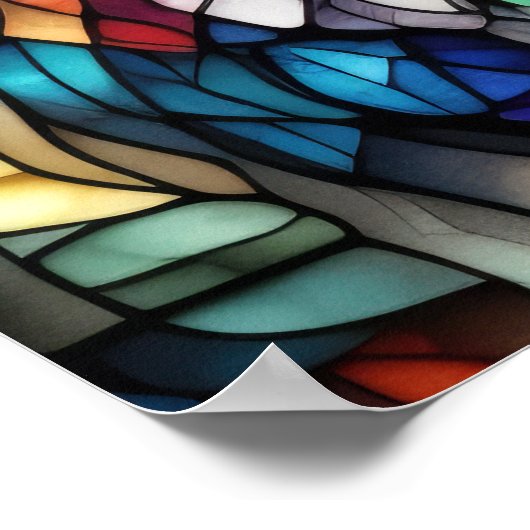 Waterverf Glas in lood stijl leeuw 5:4 Poster (Hoek)