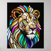 Waterverf Glas in lood stijl leeuw 5:4 Poster (Voorkant)