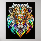 Waterverf Glas in lood stijl leeuw 5:4 Poster (Voorkant)