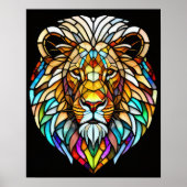 Waterverf Glas in lood stijl leeuw 5:4 Poster (Voorkant)