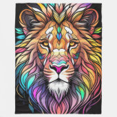 Waterverf Glas in lood stijl leeuw Fleece Deken (Voorkant)