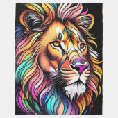 Waterverf Glas in lood stijl leeuw Fleece Deken (Voorkant)