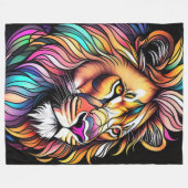 Waterverf Glas in lood stijl leeuw Fleece Deken (Voorkant (Horizontaal))