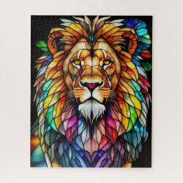 Waterverf Glas in lood stijl leeuw Legpuzzel