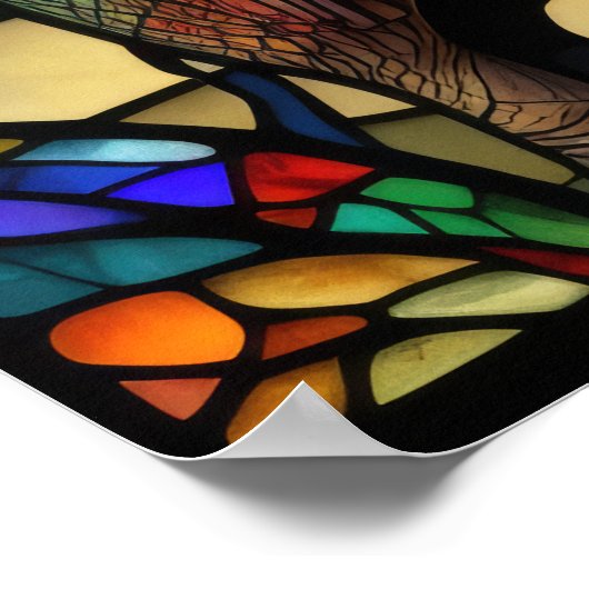 Waterverf Glas in lood stijl olifant 5:4 Poster (Hoek)