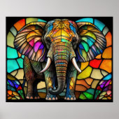 Waterverf Glas in lood stijl olifant 5:4 Poster (Voorkant)