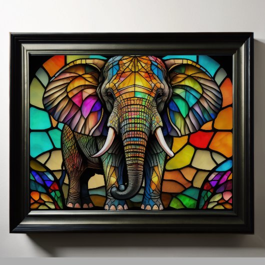 Waterverf Glas in lood stijl olifant 5:4 Poster