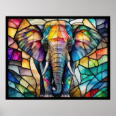 Waterverf Glas in lood stijl olifant 5:4 Poster (Voorkant)