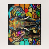 Waterverf Glas in lood stijl olifant Legpuzzel (Verticaal)