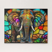 Waterverf Glas in lood stijl olifant Legpuzzel (Horizontaal)