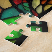 Waterverf Glas in lood stijl olifant Legpuzzel (Zijkant)