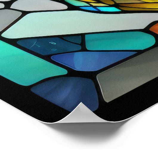 Waterverf Glas in lood stijl schedel 5:4 Poster (Hoek)