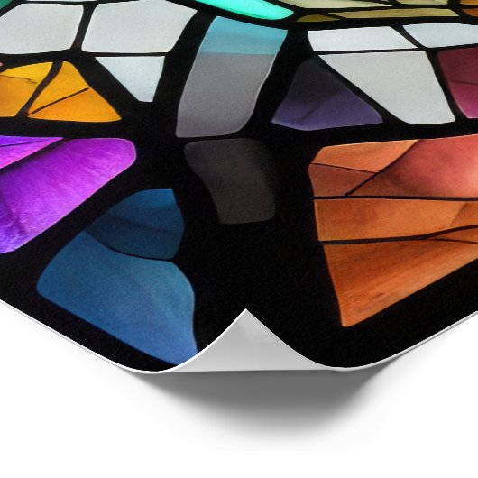 Waterverf Glas in lood stijl schedel 5:4 Poster (Hoek)