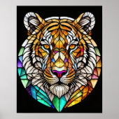 Waterverf Glas in lood Stijl Tijger 5:4 Poster (Voorkant)