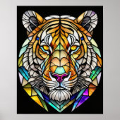 Waterverf Glas in lood Stijl Tijger 5:4 Poster (Voorkant)