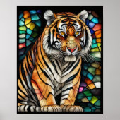 Waterverf Glas in lood Stijl Tijger 5:4 Poster (Voorkant)