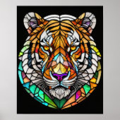 Waterverf Glas in lood Stijl Tijger 5:4 Poster (Voorkant)